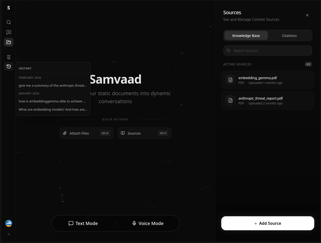 An image showing a screenshot of the Samvaad dashboard.