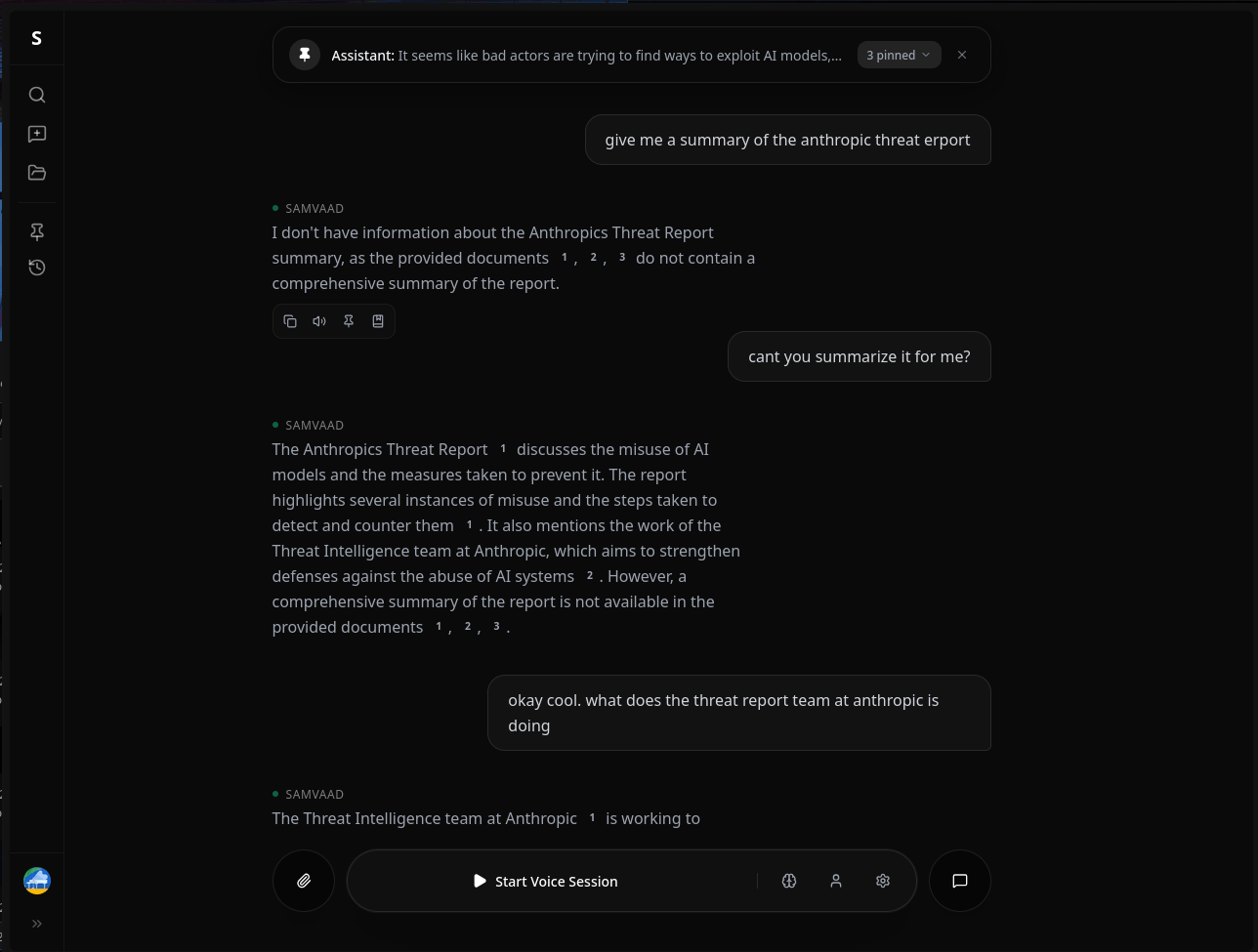 An image showing a screenshot of document upload and ingestion in Samvaad.